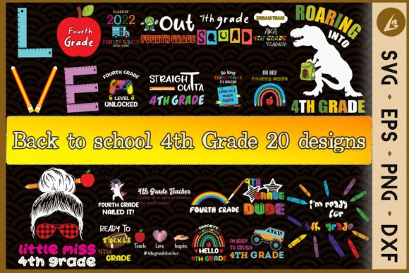 Back to School 4th Grade Graphics & Print Templates