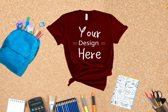 Back to School Maroon T-Shirt Mockup: Graphics & T-Shirts